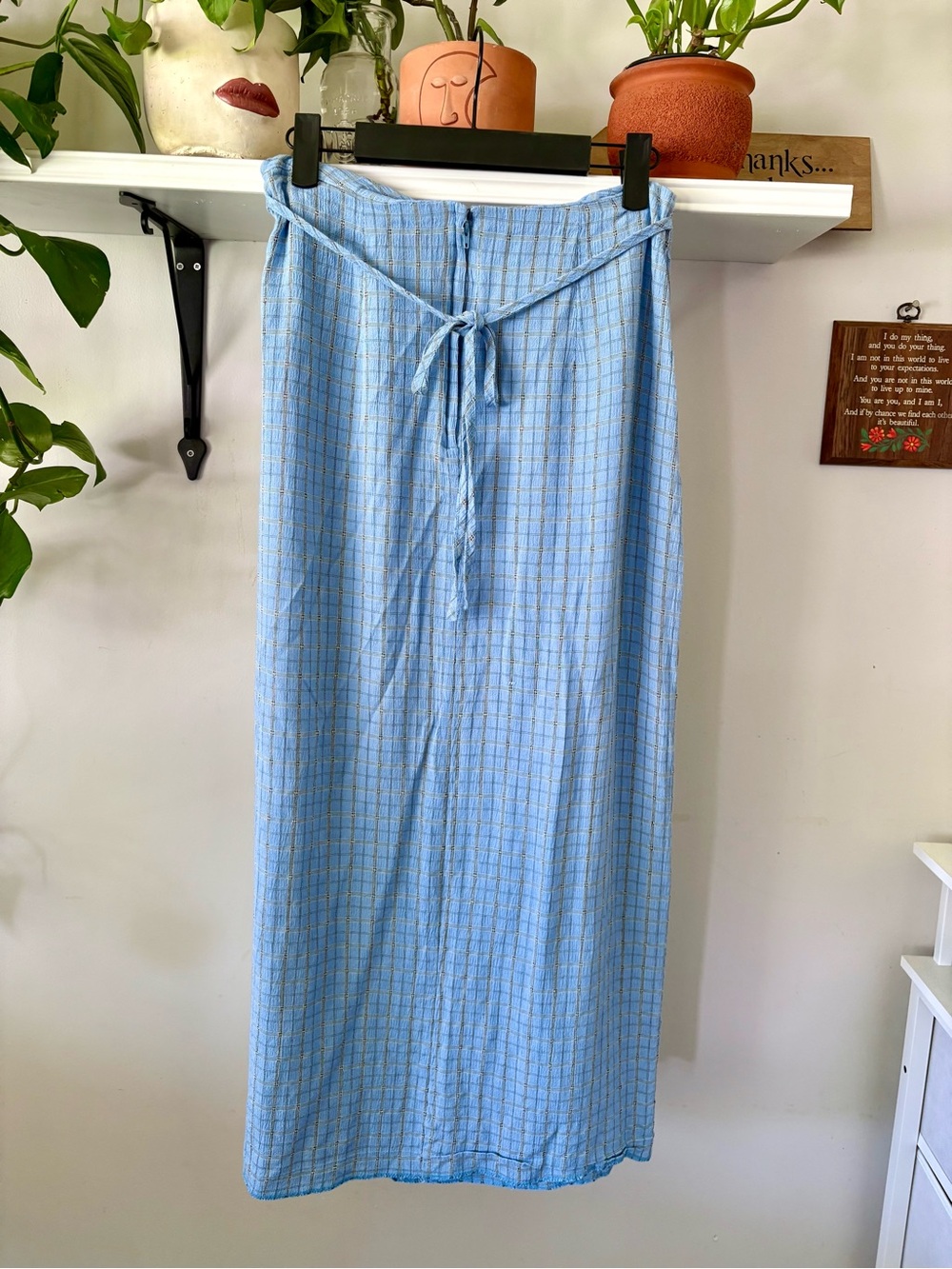 Smart Set Sky Blue Plaid Maxi Skirt - Picture 3 of 3
